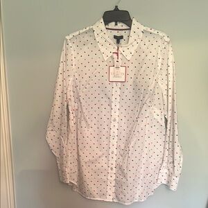 White with Red/ Blue Polka Dot Ladies Shirt Talbots NWT